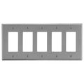 Hubbell Wiring Device-Kellems Wallplate, 5-Gang, 5) Decorator, Gray P265GY